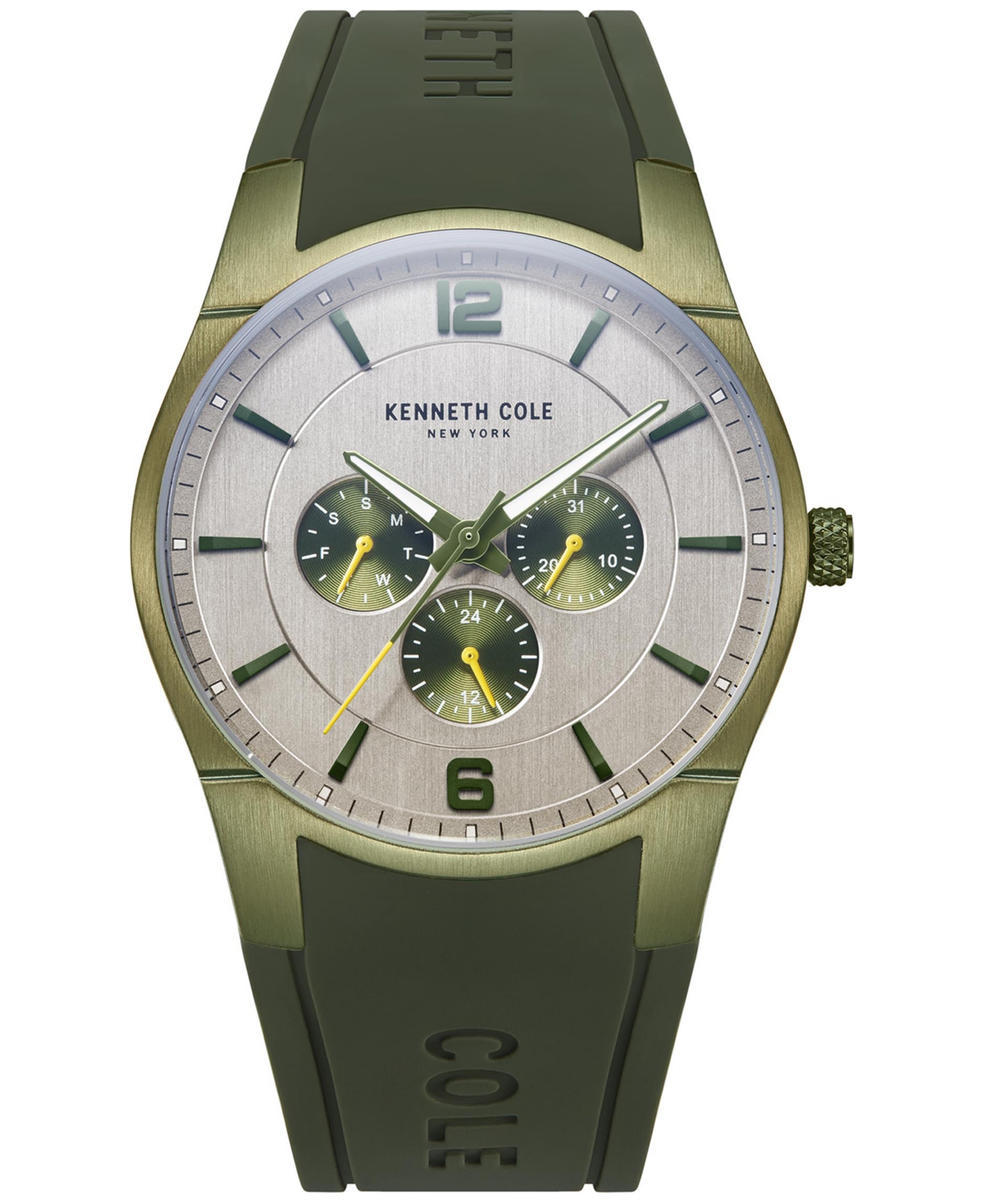 Kenneth Cole New York Men's Olive Silicone Strap Watch 42mm In Green