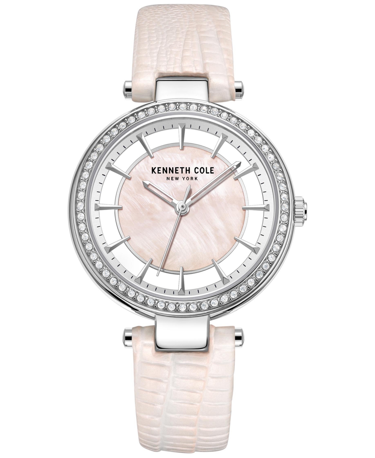 Shop Kenneth Cole Women's Transparency Pink Leather Strap Watch 34mm