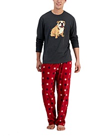 Men's 2-Pc. Long-Sleeve T-Shirt & Fleece Pant Pajama Set, Created for Macy's 