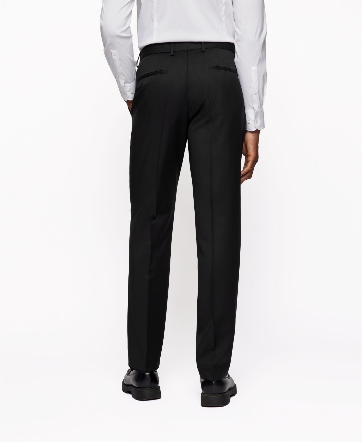Мужские брюки Hugo Boss Regular-Fit Virgin Wool Formal Trousers, цвет: Чёрный — фото 2