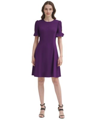 DKNY Women's Flounce Fit & Flare Dress Blue Size 12