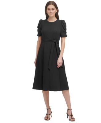 DKNY Ruched-Sleeve Midi Dress - Macy's