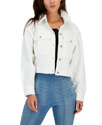 INC International Concepts Women's Cropped Denim Jacket, Created for ...