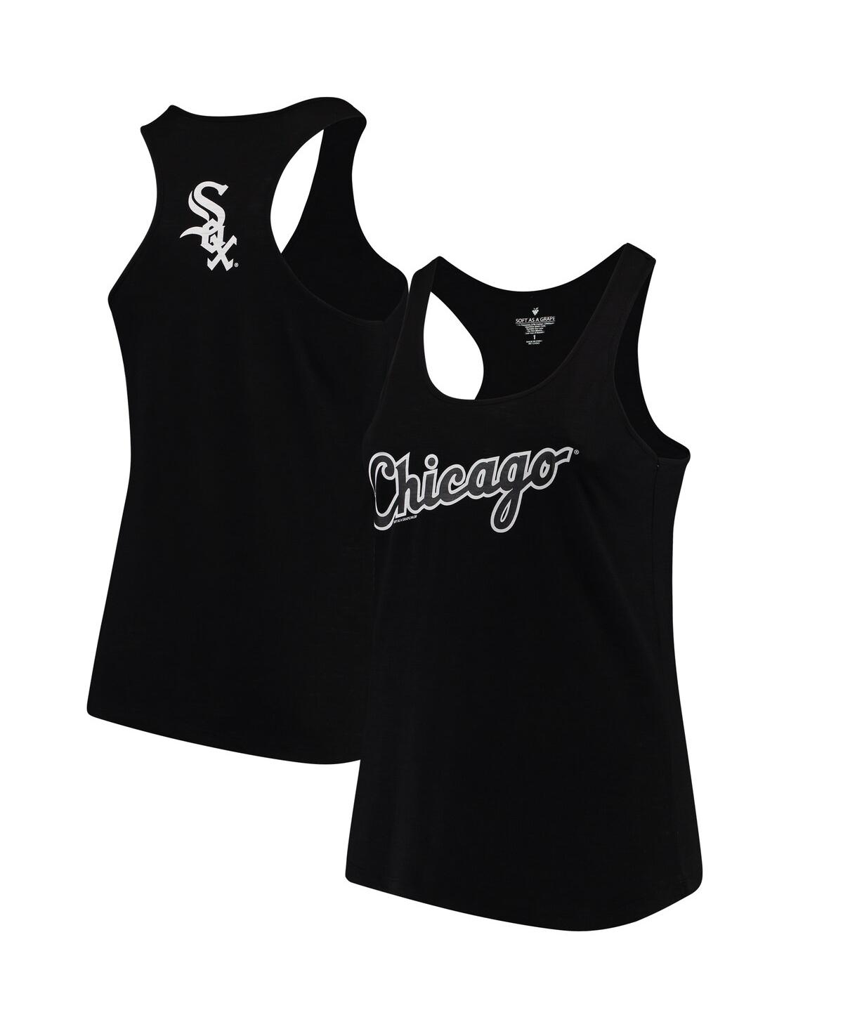 Shop Soft As A Grape Women's  Black Chicago White Sox Plus Size Swing For The Fences Racerback Tank Top