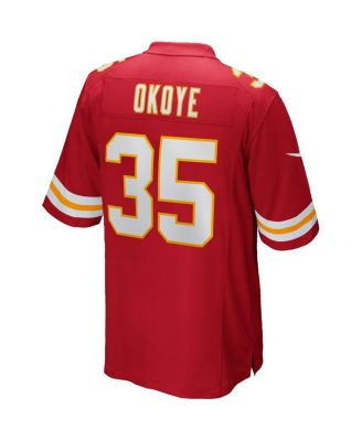 Men's Christian Okoye Red Kansas City Chiefs Game Retired Player Jersey