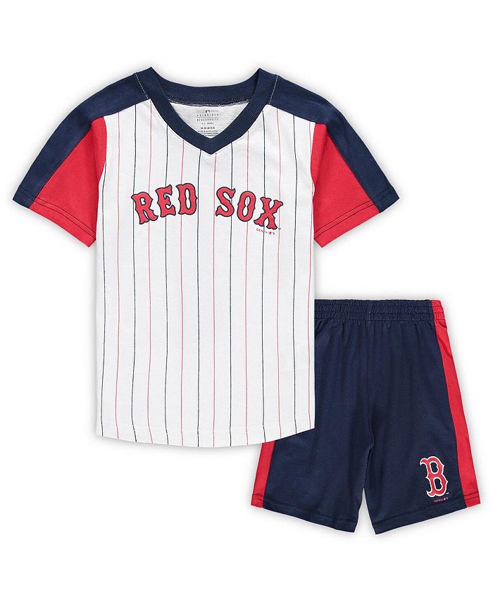 Boston Red Sox Toddler The Lineup V-Neck & Shorts Set - White/Navy
