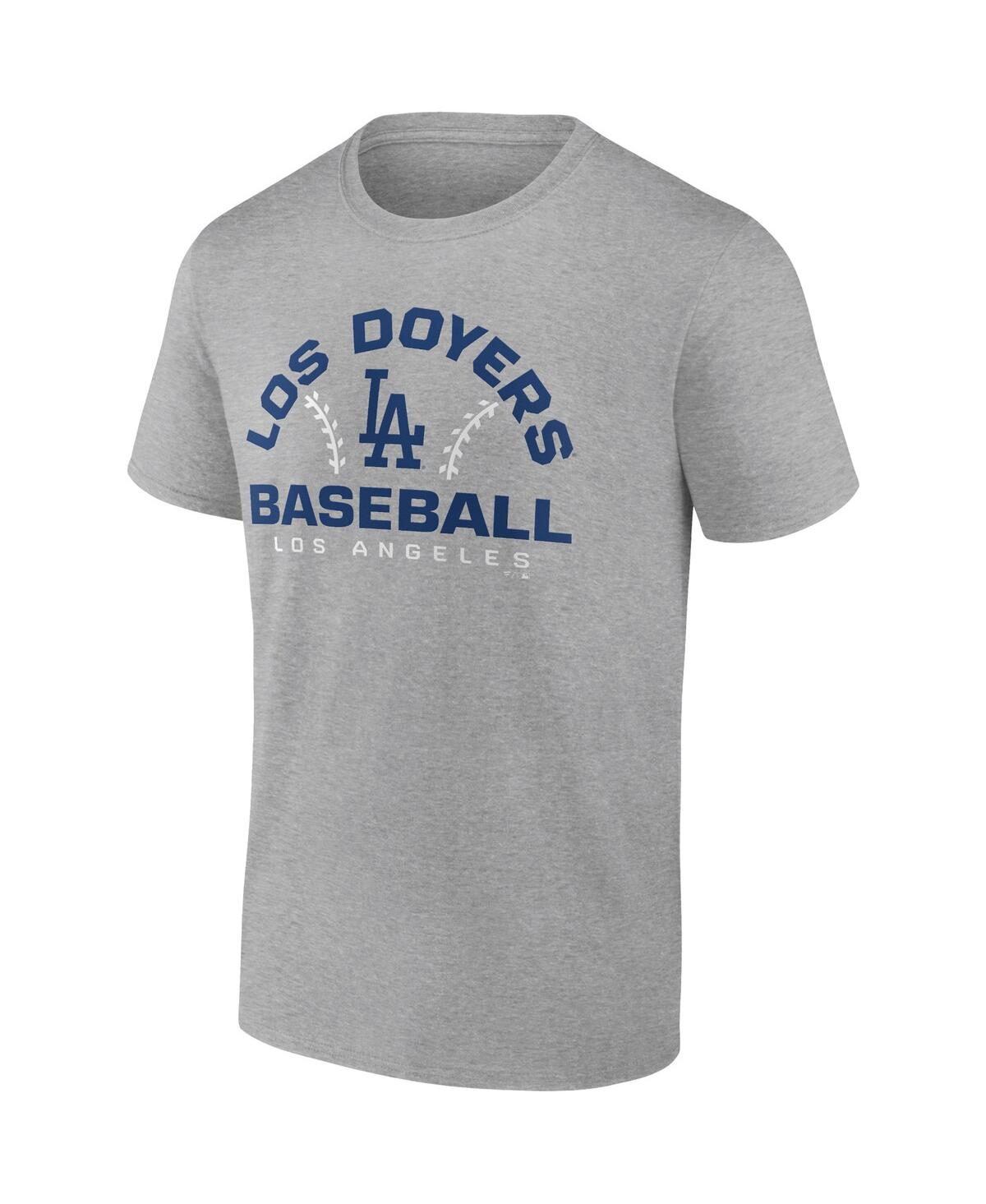 Shop Fanatics Men's  Heathered Gray Los Angeles Dodgers Iconic Go For Two T-shirt