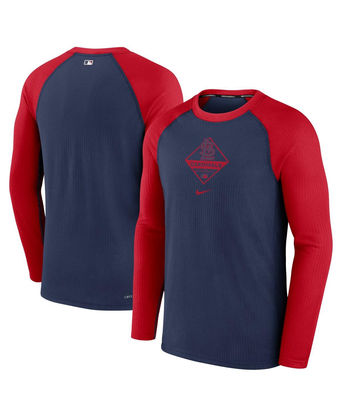 Men's Nike Navy, Red St. Louis Cardinals Game Authentic Collection Performance Raglan Long Sleeve T-shirt