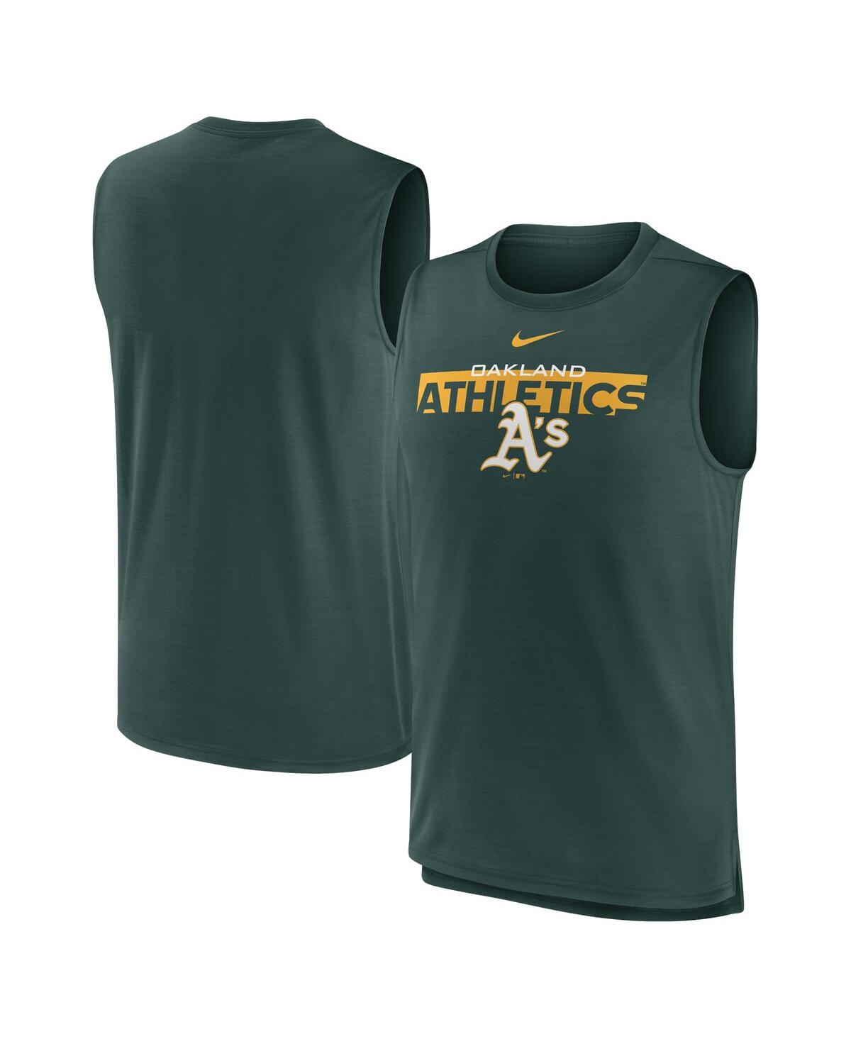 Shop Nike Men's  Green Oakland Athletics Knockout Stack Exceed Performance Muscle Tank Top