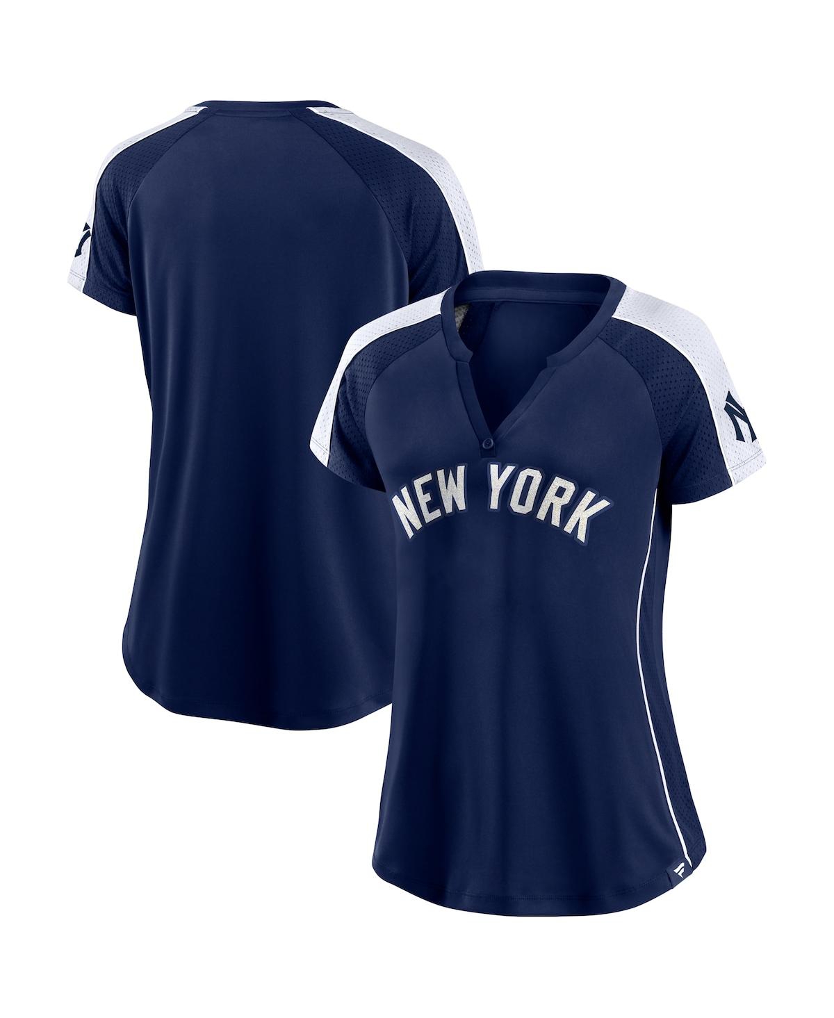Fanatics Women's  Navy, White New York Yankees True Classic League Diva Pinstripe Raglan V-neck T-shi In Navy,white