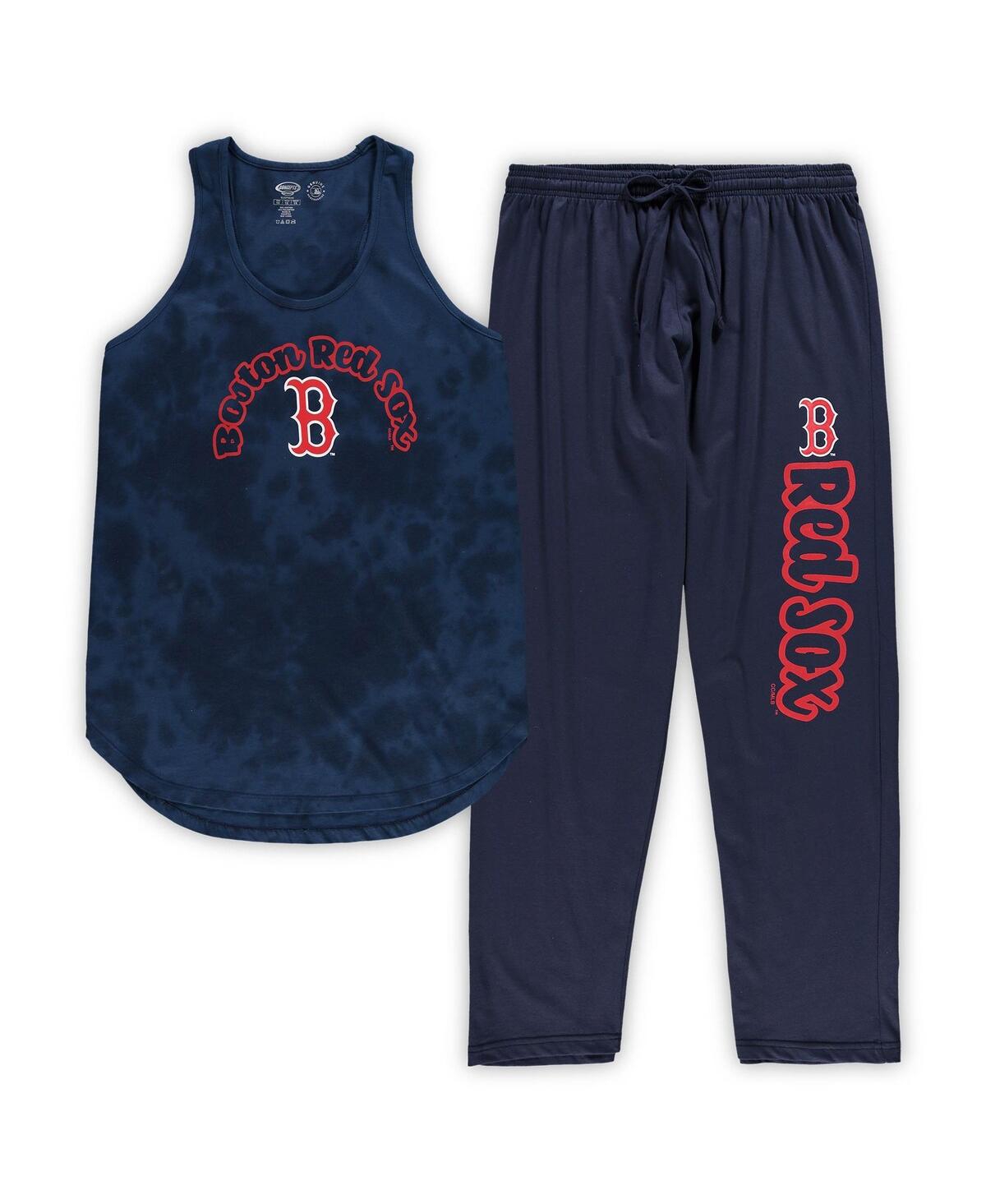 CONCEPTS SPORT WOMEN'S CONCEPTS SPORT NAVY BOSTON RED SOX PLUS SIZE JERSEY TANK TOP AND PANTS SLEEP SET 