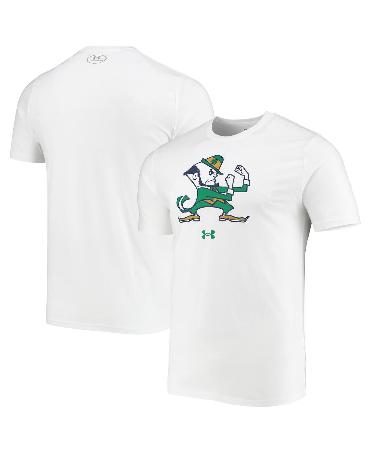 Men's Under Armour White Notre Dame Fighting Irish Mascot Logo Performance Cotton T-shirt - White