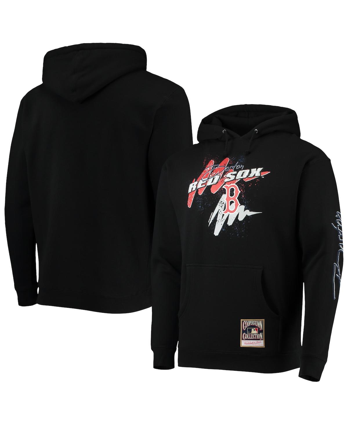 Men's Mitchell & NessBoston Red Sox Hyper Hoops Pullover Hoodie - Black
