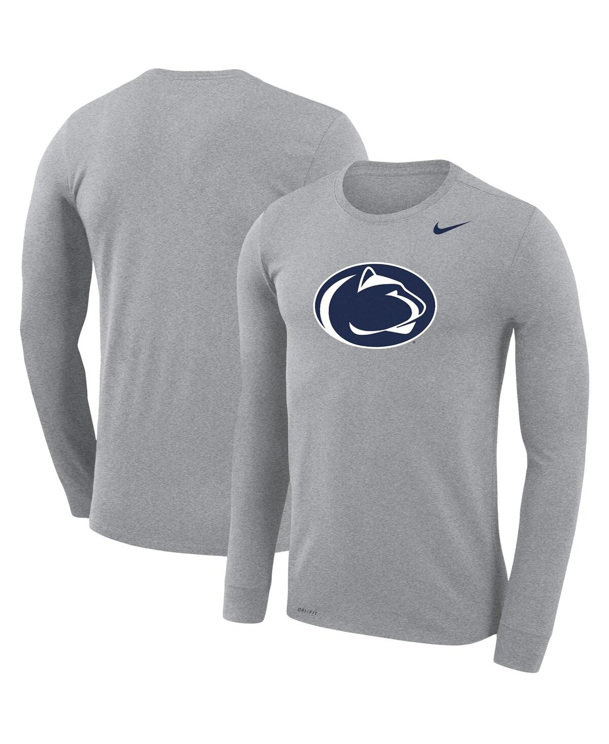 Men's Nike Heathered Gray Penn State Nittany Lions School Logo Legend Performance Long Sleeve T-shirt