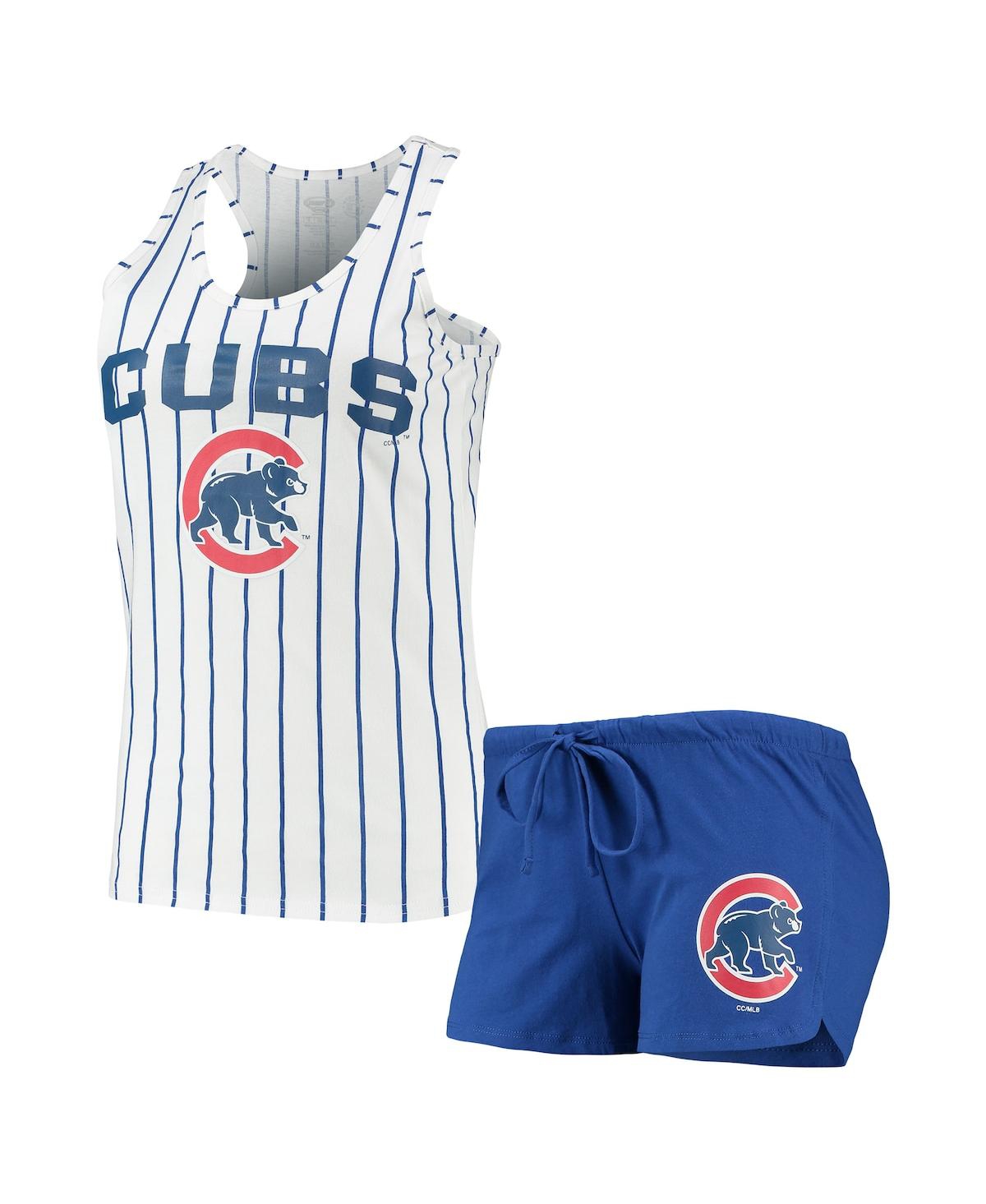 Shop Concepts Sport Women's  Royal, White Chicago Cubs Vigor Racerback Tank Top And Shorts Sleep Set In Royal,white