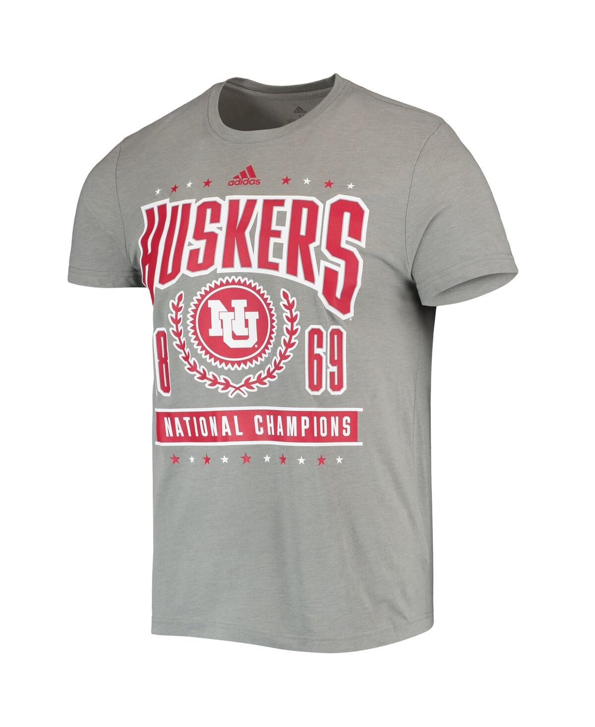 Men's adidasNebraska Huskers Reminisce Tri-Blend T-shirt - Heathered Gray