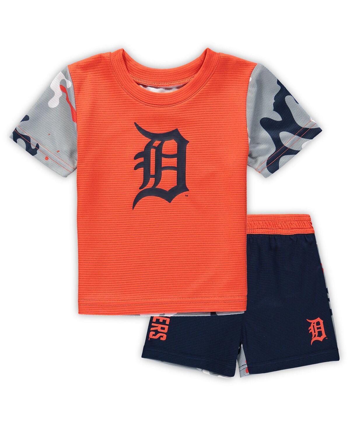 Newborn and Infant Boys and Girls Navy Detroit Tigers Pinch Hitter T-shirt and Shorts Set - Navy