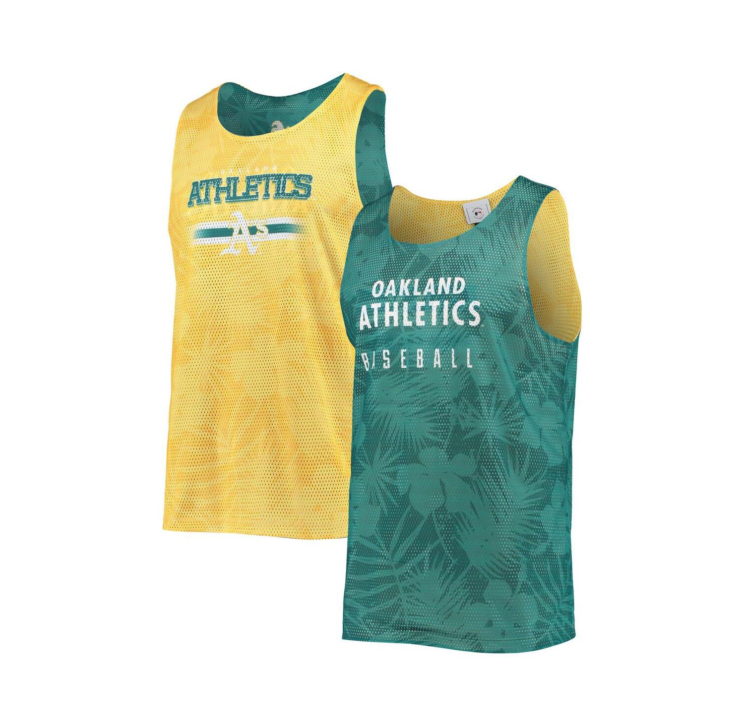 Men's Green, Gold Oakland Athletics Floral Reversible Mesh Tank Top