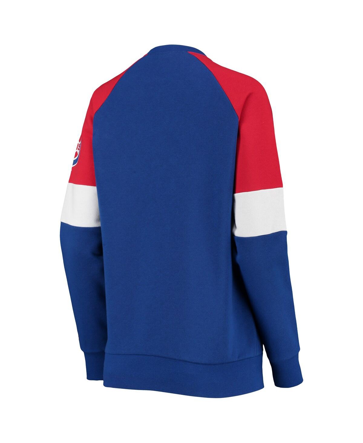 Shop Starter Women's  Royal And Red Chicago Cubs Playmaker Raglan Pullover Sweatshirt In Royal,red