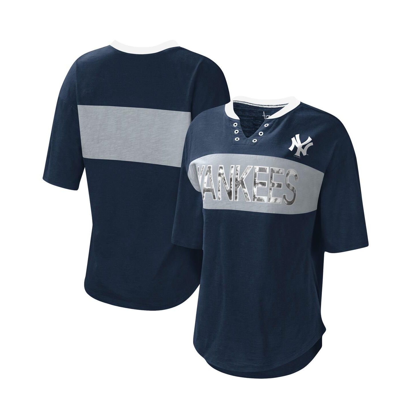 Женская футболка Touch Navy and Gray New York Yankees Lead Off Notch Neck — фото 2