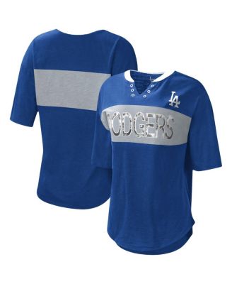 Women's Royal and Gray Los Angeles Dodgers Lead Off Notch Neck T-shirt