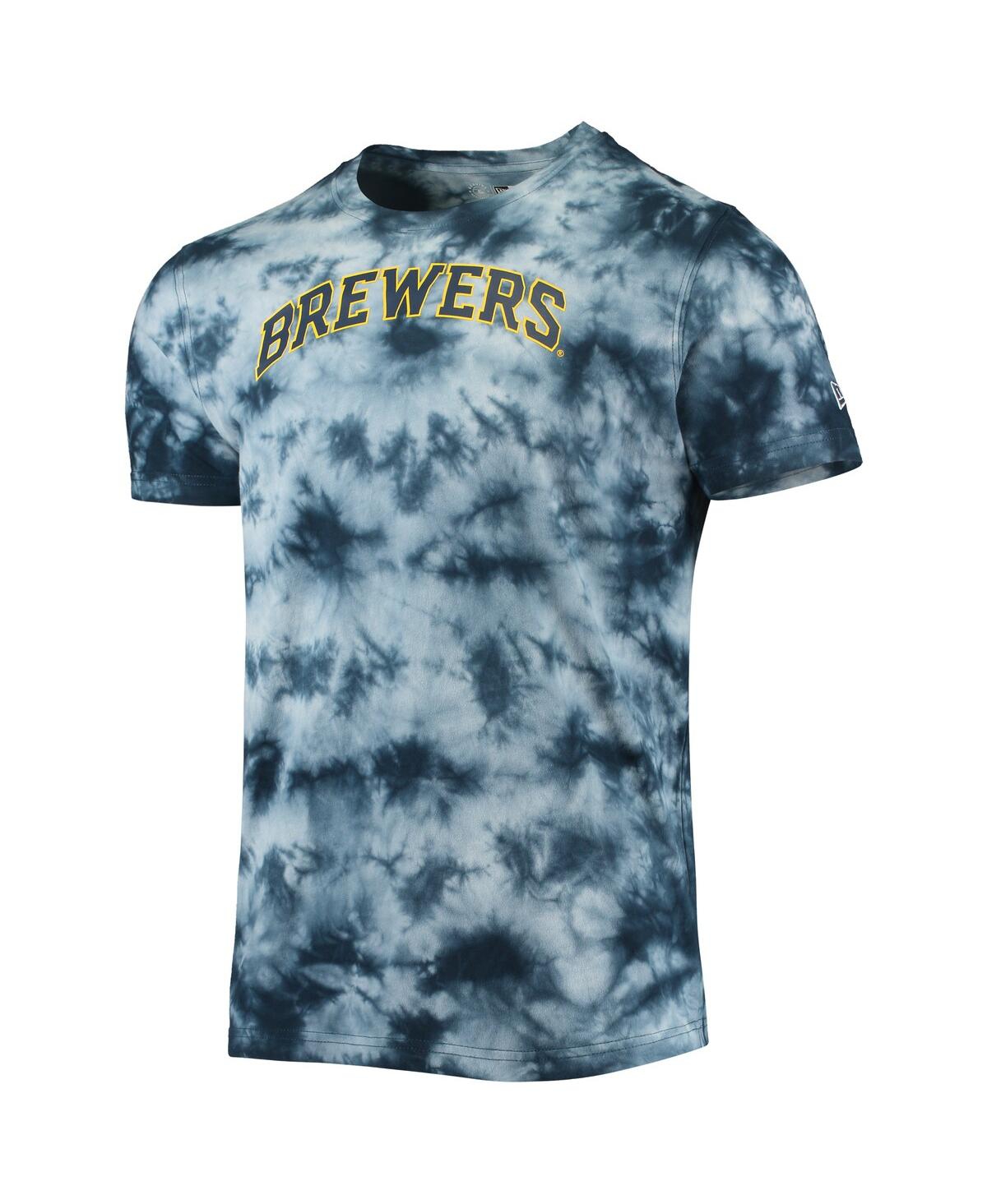 Shop New Era Men's  Navy Milwaukee Brewers Team Tie-dye T-shirt