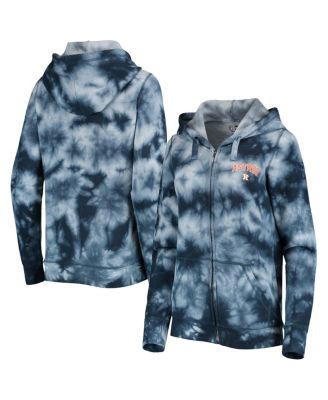 Women's Navy Houston Astros Tie-Dye Full-Zip Hoodie