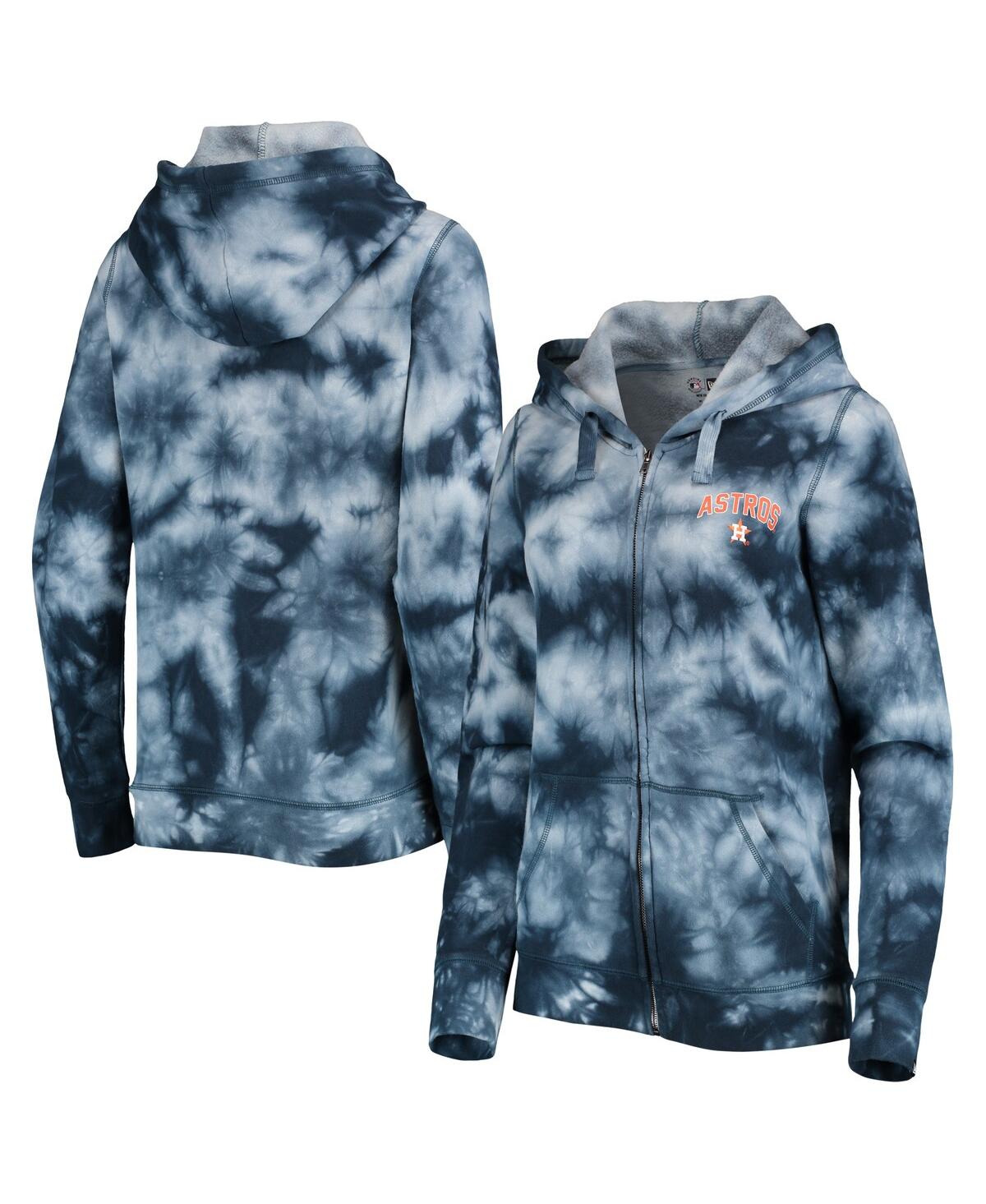 NEW ERA WOMEN'S NEW ERA NAVY HOUSTON ASTROS TIE-DYE FULL-ZIP HOODIE 