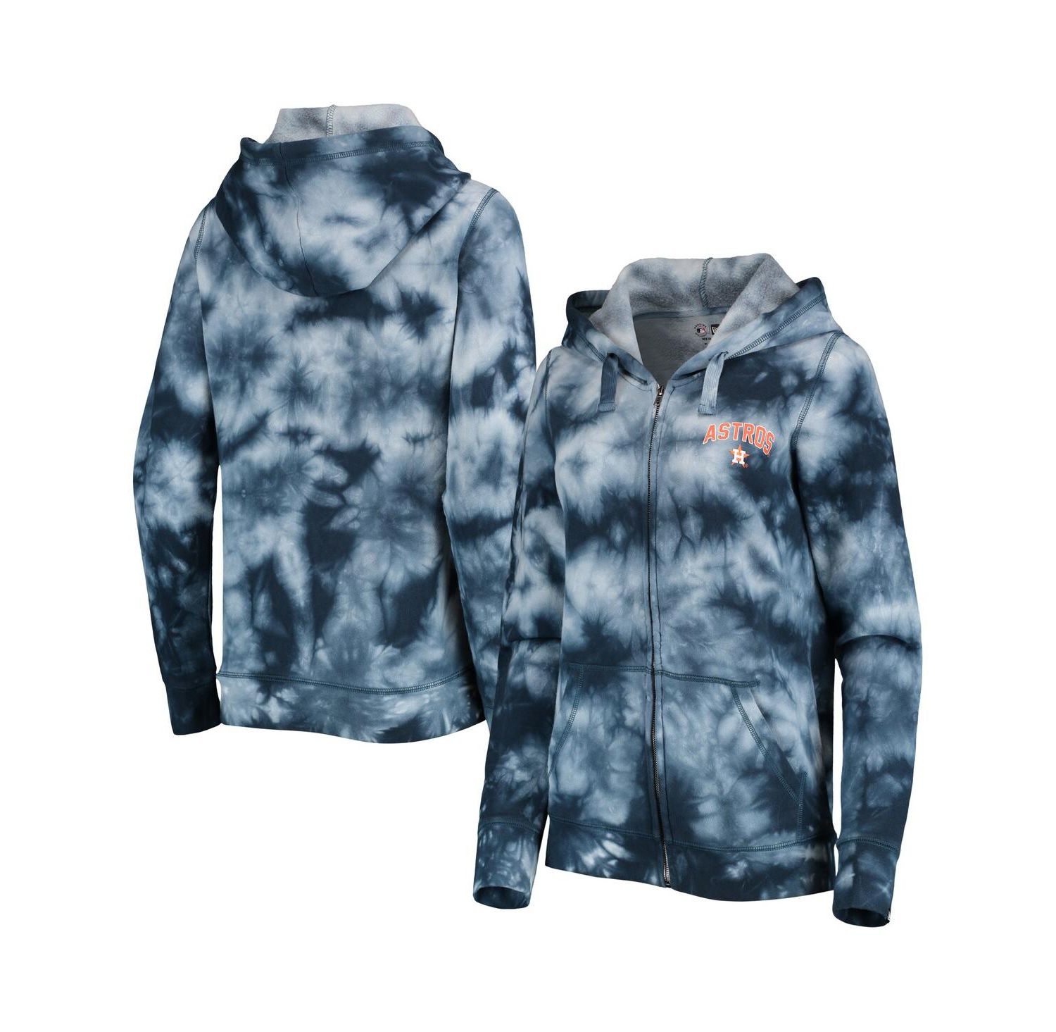 Women's Navy Houston Astros Tie-Dye Full-Zip Hoodie