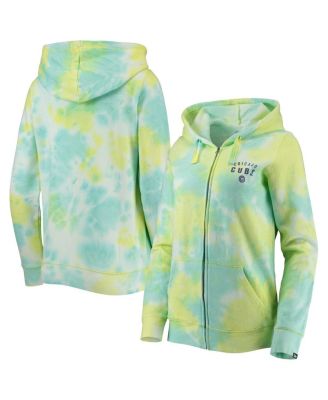 Women's White Chicago Cubs Tie-Dye Full-Zip Hoodie