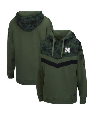 Women's Olive and Camo Nebraska Huskers OHT Military-Inspired Appreciation Extraction Chevron Pullover Hoodie