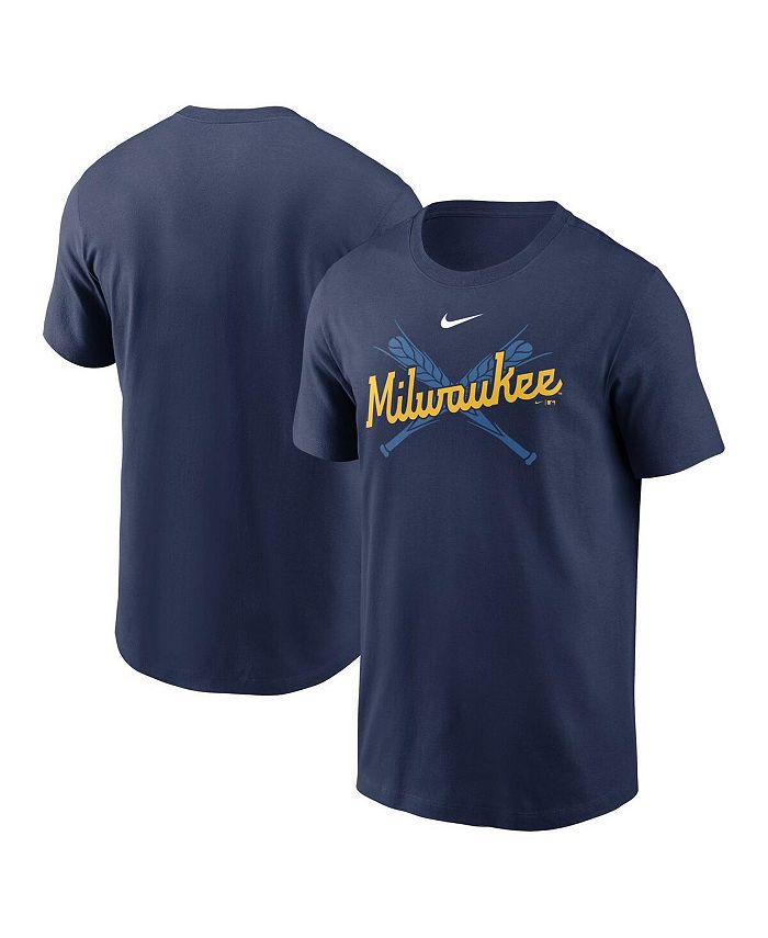 Nike, Shirts, Nike Mens Blue Gold Milwaukee Brewers Perf Hooded Sweatshirt  Size Xxl