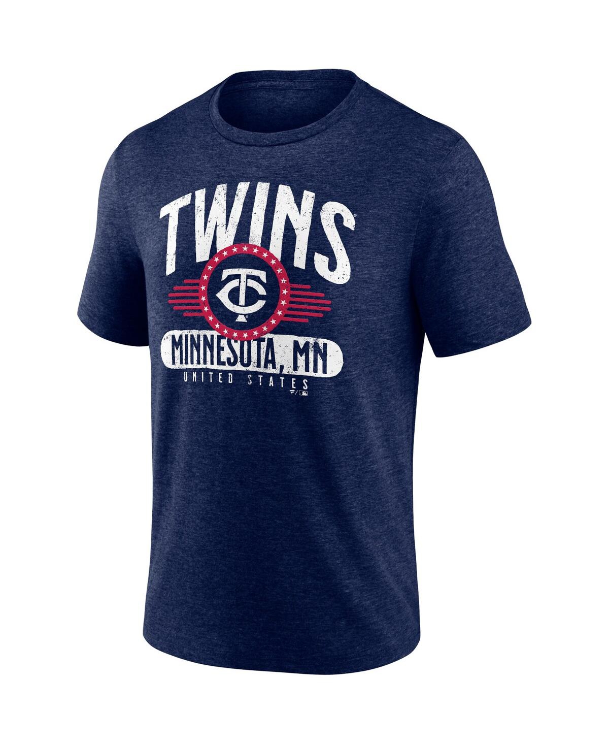 Shop Fanatics Men's  Heathered Navy Minnesota Twins Badge Of Honor Tri-blend T-shirt