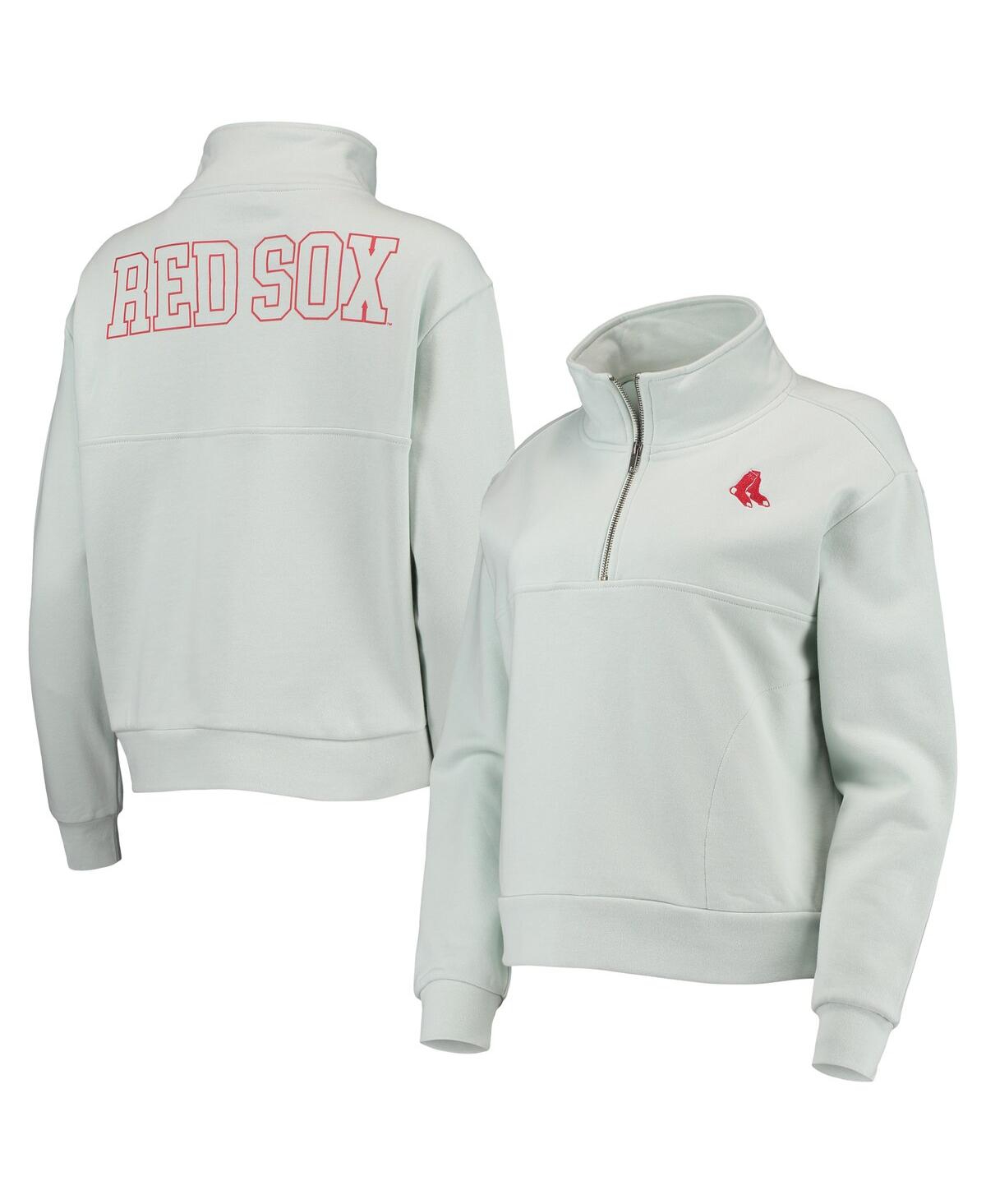 THE WILD COLLECTIVE WOMEN'S THE WILD COLLECTIVE LIGHT BLUE BOSTON RED SOX TWO-HIT QUARTER-ZIP PULLOVER TOP