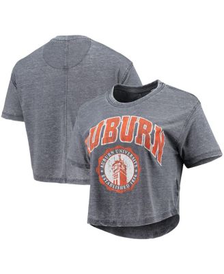 Women's Navy Auburn Tigers Edith Vintage-Like Burnout Crop T-shirt