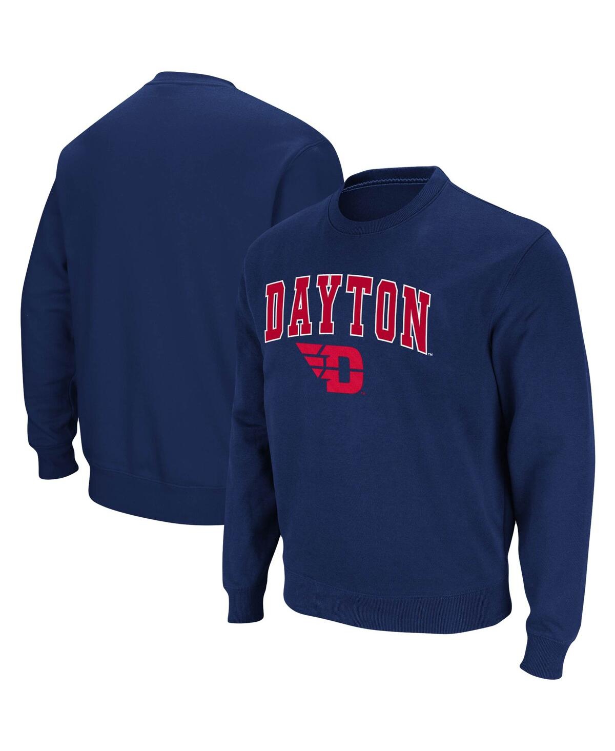 Colosseum Men's  Navy Dayton Flyers Arch And Logo Tackle Twill Pullover Sweatshirt In Navy