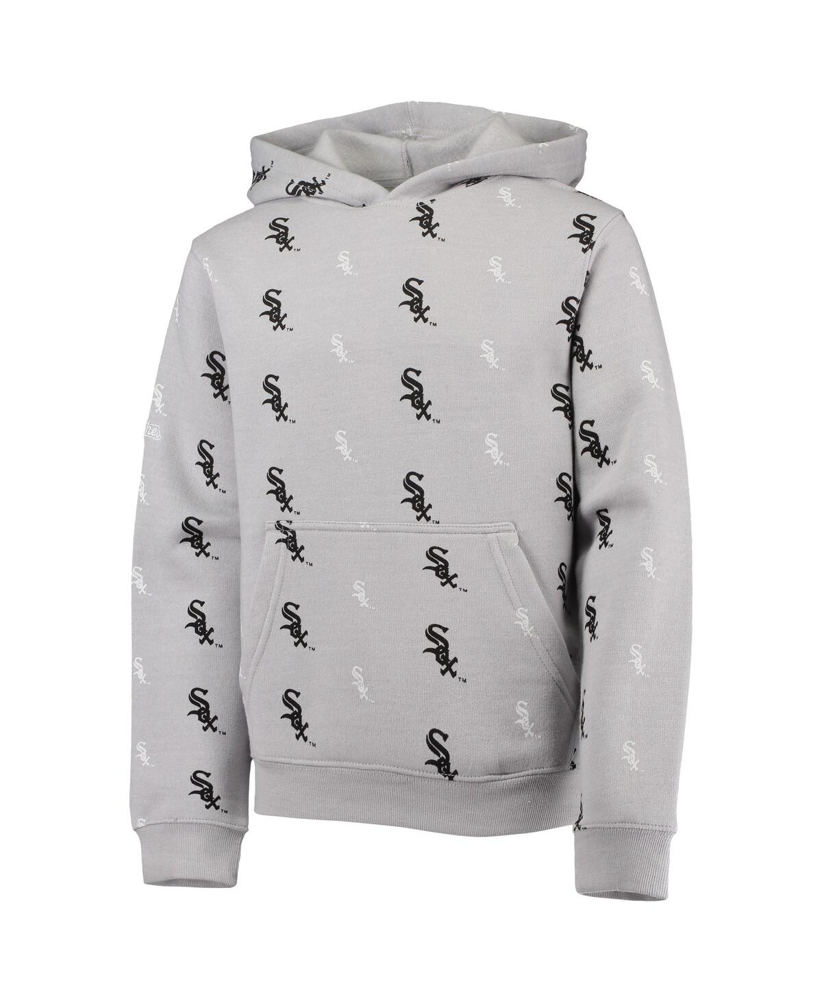 Stitches Youth  Heathered Gray Chicago White Sox Allover Print Pullover Hoodie In Heathered Gray