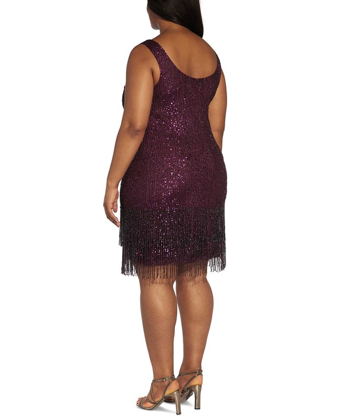 Adrianna Papell Plus Size HandBeaded Fringe Shift Dress Macy's
