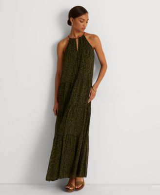 Lauren Ralph Lauren - Ocelot-Print Crinkle Georgette Halter Dress