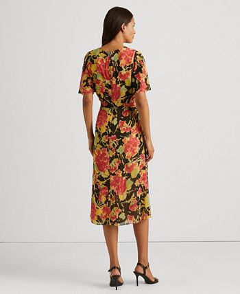 Lauren Ralph Lauren Floral Crinkle Georgette Midi Dress - Macy's