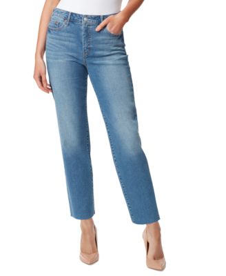 Jessica Simpson - Women's Spotlight Raw-Hem Straight-Leg Jeans