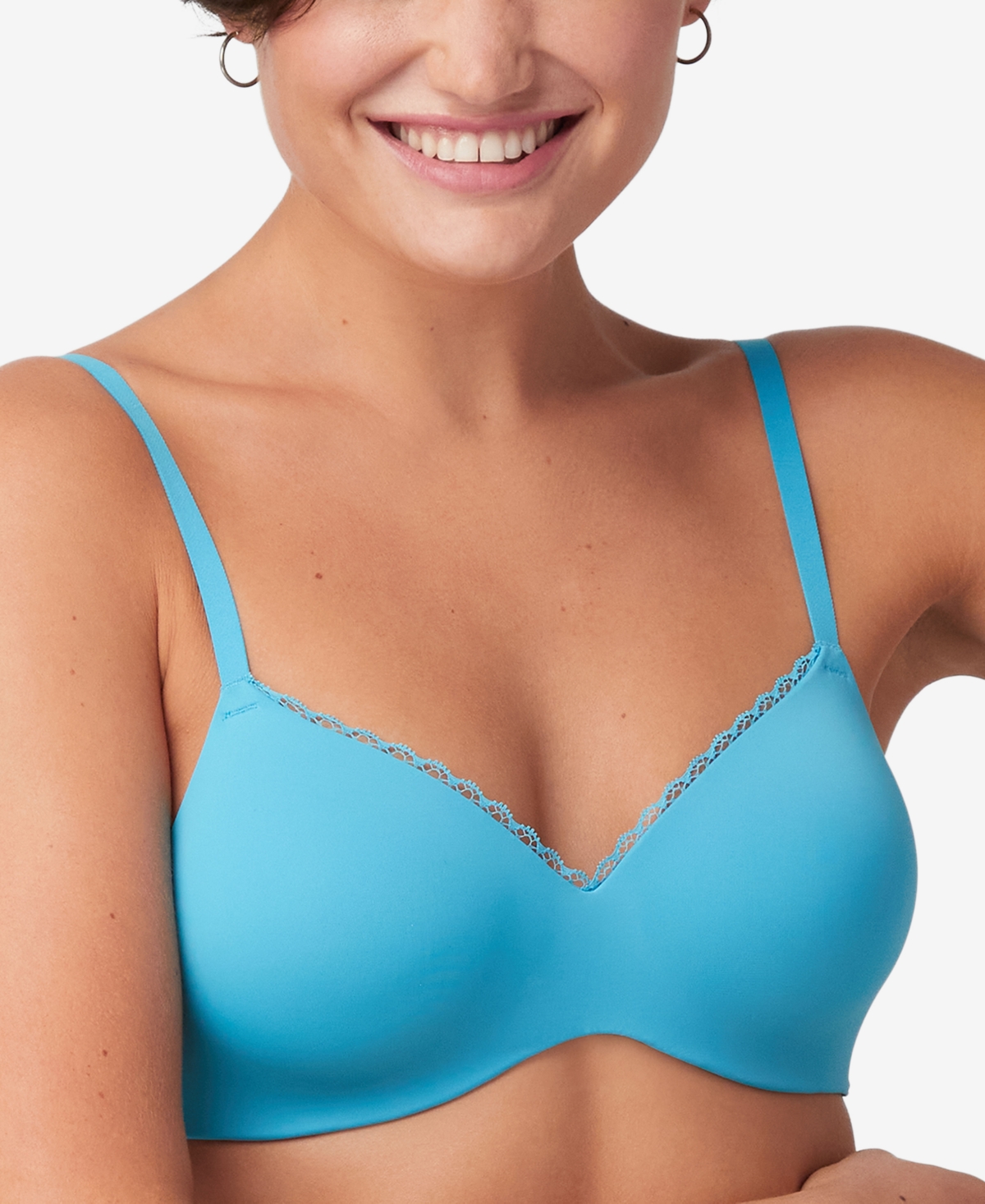Maidenform Pure Comfort Embellished T-shirt Wireless Bra With Lift Dm7681  In Blue Morning