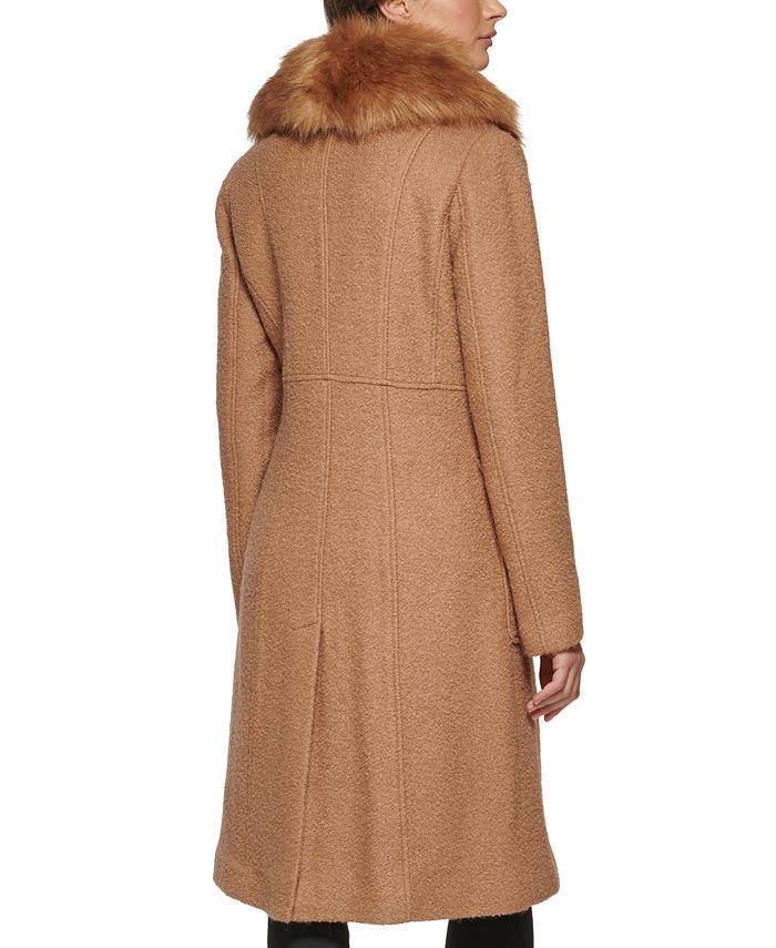 GUESS Women's FauxFur Collar DoubleBreasted Walker Coat & Reviews