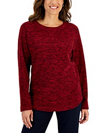 Petite Space-Dyed Microfleece Pullover, Created for Macy's