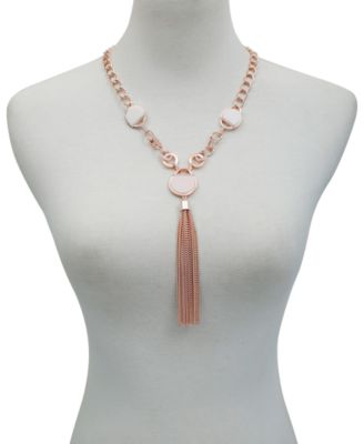 Crystal Stone Tassel Necklace