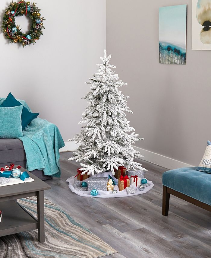 Nearly Natural Flocked Colorado Mountain Fir Artificial Christmas Tree