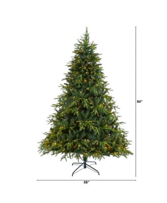 Colorado Mountain Fir Natural Look Artificial Christmas Tree with Lights and Tips, 84"