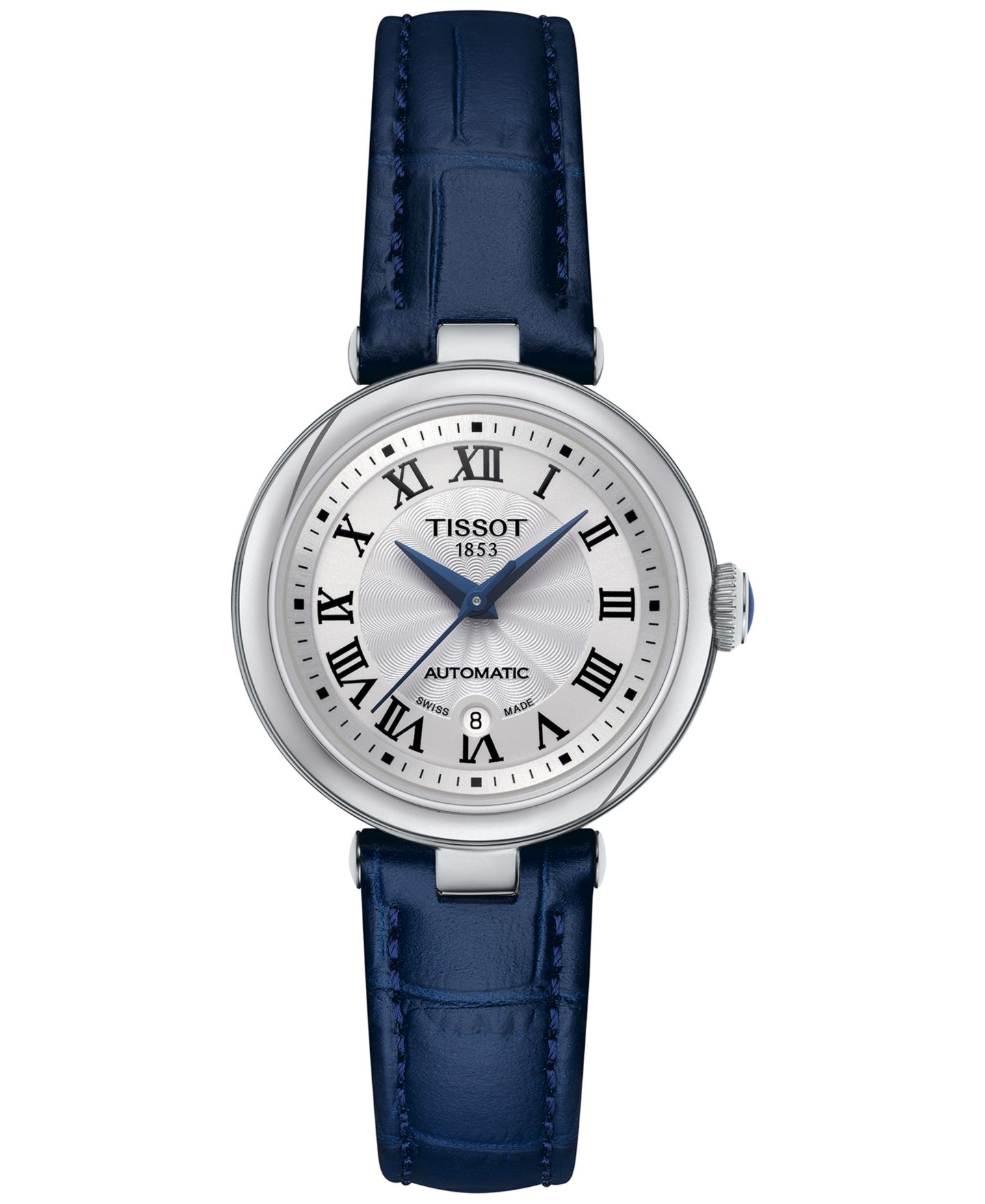 Женские часы Tissot Swiss Automatic Bellissima Blue Leather Strap Watch 29mm — фото 1