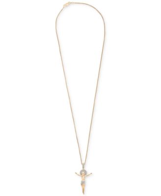 Men's Diamond Crucifix 22" Pendant Necklace (1/4 ct. t.w.) in 14k Gold-Plated Sterling Silver