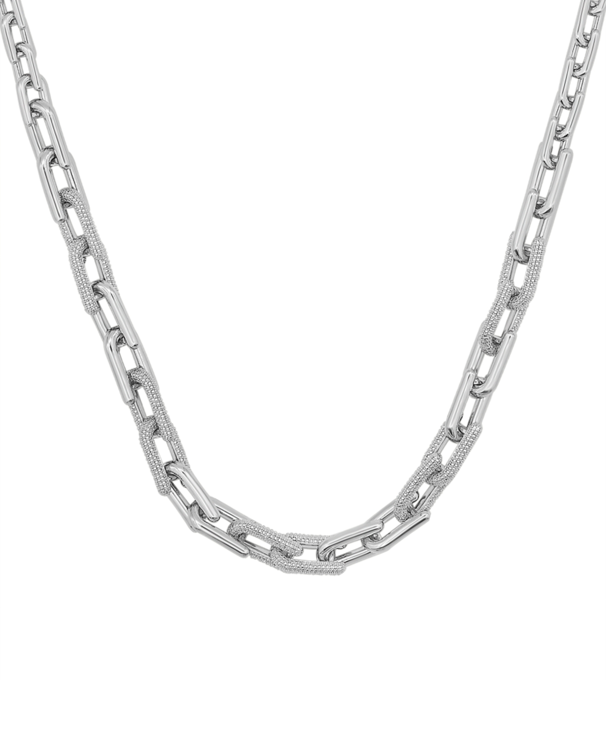Macy's Men's Diamond Link 20" Chain Necklace (1 Ct. T.w.) In Sterling Silver